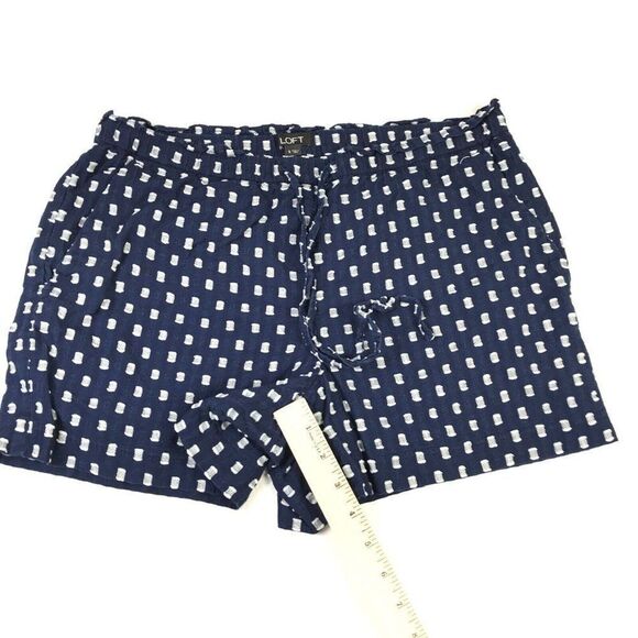 LOFT Womens Cotton Pull On Shorts Blue White Textured Pockets Drawstring S Small - Picture 4 of 11